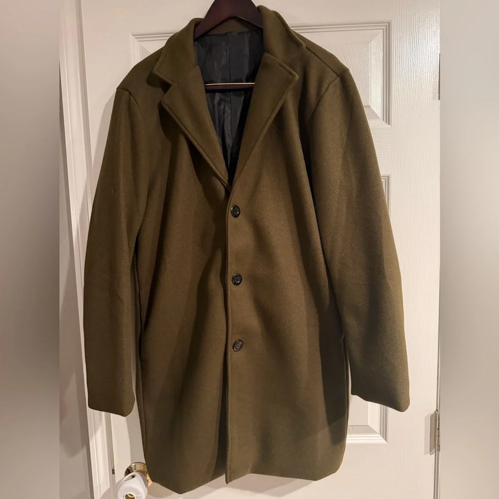 NWOT Men's Green Peacoat - Picture 1 of 4